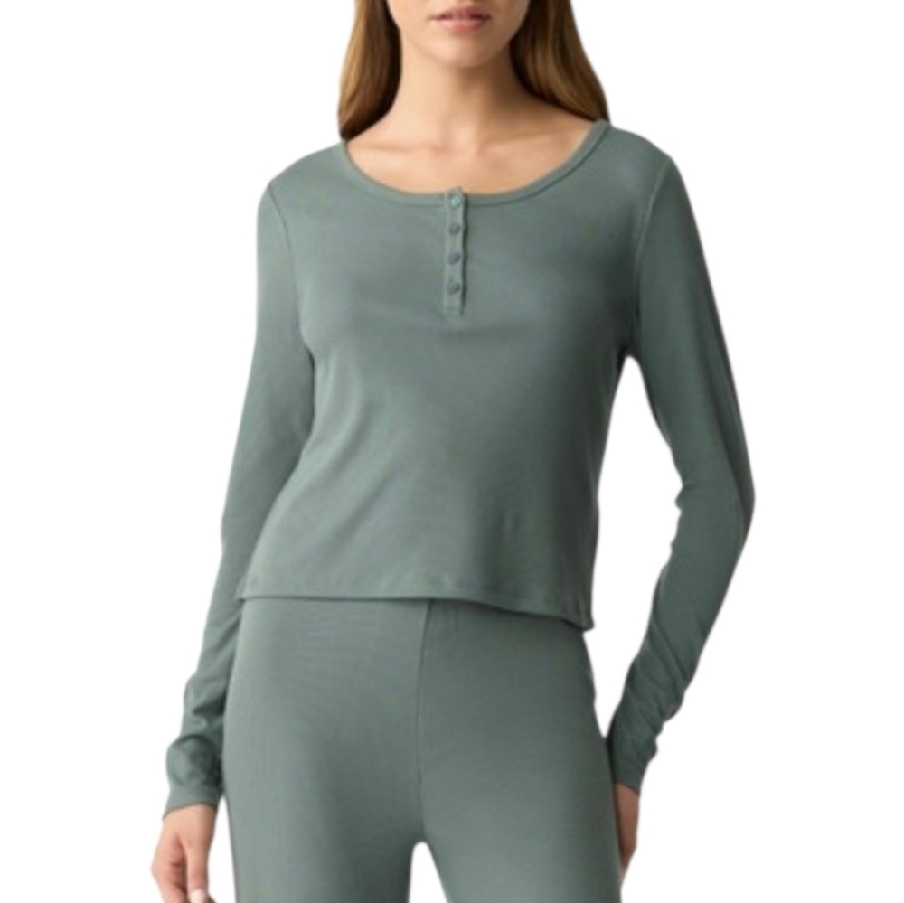 GAP 2 PC GapBody Women's Long-Sleeve Rib Pajama Set top and bottom Size: L New - Picture 2 of 15